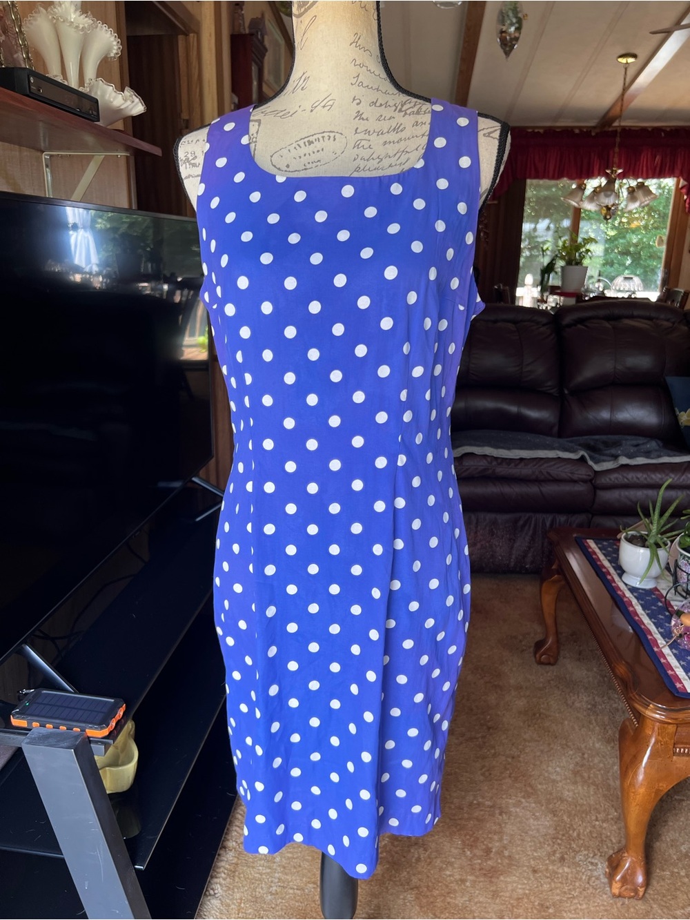 Woman’s vintage My Michelle purple polkadot dress.